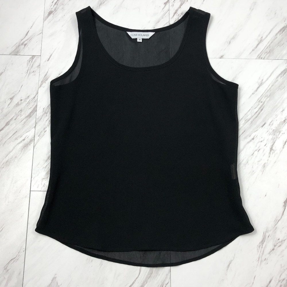 Cline-Kolarek Sheer Black Top Size Small EUC - Picture 1 of 6